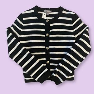 NWT J. Crew Emilie Sweater Lady Jacket Black and White Striped Cardigan in XS